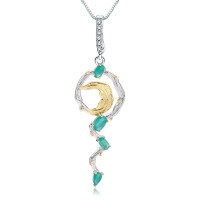 wholesale S925 Sterling Silver Secret Garden High-End Pendant, Natural Style Designer Necklace with Green Agate Inlay-Green agate pendant (with silver chain)