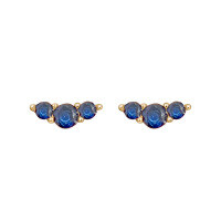 wholesale S925 Sterling Silver Cross-border Piercing Helix Ear Stud Ins Advanced Sense Colored Zircon Flat Back Ear Pin Women-Royal Blue &gt; Gold - Short and Thin (1.0*6m) - Single