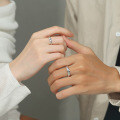 S925 Sterling Silver Moissanite Couple's Ring Simple Solitaire Fashion Band-0-2
