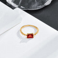 wholesale S925 gold-plated silver with natural red garnet, Japanese-style light luxury women's ring, delicate engraving-0-1