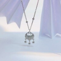 wholesale S925 Sterling Silver Chinese Chic Ruyi Pendant Necklace for Women, Small and Unique Design, Symbolizing Good Luck and Auspiciousness, National Style Collarbone Chain-TL012392>925 silver