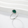 wholesale S925 Sterling Silver Gold-Plated Ring with 15ct Zambian Lab-Grown Pear-Shaped Emerald for Cross-Border Trade-0-1