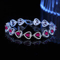 wholesale S925 Cross-Border Fashion Heart-Shaped Colorful Zircon Bracelet High-End Peach Heart Zircon Jewelry Wholesale Live Streaming Hot Selling-0-1