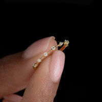wholesale Metal: 925 Silver Gold Plated Zhuo Zhifan Jewelry MinimalistIns Style Light Luxury Stackable Ring Band for Layering and Matching-R1332 White Gold 7 Small Diamond Bar Ring Size 8