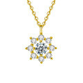 S925 Sterling Silver Moissanite Sunflower Necklace-0-5