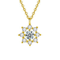 S925 Sterling Silver Moissanite Sunflower Necklace-Sunflower Necklace (Gold)  50-point Moissanite