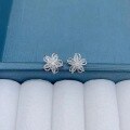 wholesale S925 Sterling Silver Fashion Swirl Bloom Exquisite Flower Stud Earrings for Women, Small Niche Minimalist Zircon Inlaid Ear Wholesale-0-1