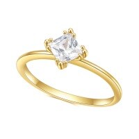 wholesale 14k gold plated sterling silver S925 set with 5A zirconia ring, lightweight luxury fashion minimalist style gemstone ring-S925 silver + white zirconium  US size 6