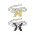 wholesale S925 Sterling Silver 117 Niche Original Design Ins Advanced Sense Minimalist Style Elegant Black Resin Butterfly Ring for Women-0-4