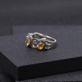 wholesale S925 Silver luxurious and sophisticated designer natural citrine ring, Prosperity Series, set with natural colored gemstones-0-2