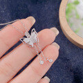 wholesale S925 Sterling Silver Butterfly Necklace for Women, Fairy Style Collarbone Chain, Tassel Necklace, Forest-Inspired Sweet and Versatile Personality Collarbone Chain-0-1