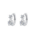 925 Sterling Silver Moissanite Fine Cross-border Stud Earrings, Four-Prong Round Drop-0-4