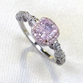 wholesale S925 silver new 5*5mm dazzling sparkling pink diamond square ring for women, fashionable-0-2