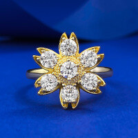wholesale S925 Silver Moojing Jewelry Creative Floral Fashion Personalized Diamond-Inlaid Elegant and Exquisite Daisy Sunflower Ring-R1004 Daisy Ring  Size 9