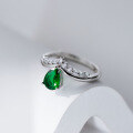 wholesale S925 Sterling Silver Fresh and Sweet Ins Style Niche Design Diamond-Inlaid Water Drop Crown Ring R02644-0-3