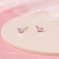 wholesale S925 Sterling Silver Sweetheart Candy Earrings Women, Korean Style Small And Simple, Sweet Pink Zircon, Fresh And Fashionable Versatile-0-1