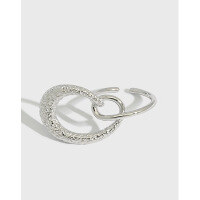 wholesale S925 Sterling Silver Korean Version Heart-shaped Ring Ins Small and Unique Design Interwoven Double Loop with Heart Texture for Women-18K Gold [No. 15/Adjustable] Opening adjustable