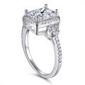 wholesale S925 Sterling Silver Large Square Zirconia and Diamond-Encrusted Vintage-Inspired Stackable Ring for Women, Unique Design-0-4