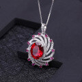 wholesale S925 Silver Cultured Ruby Necklace European and American Personalized Design Style Princess Classic Crystal Gemstone Pendant-0-1