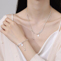 wholesale S925 Sterling Silver Broken Silver Bracelet and Necklace Set, Korean-style Luxury Geometric Jewelry with a High-end Feel-0-1