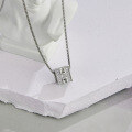 wholesale S925 Sterling Silver Geometric Square H Letter Pendant Minimalist Design Necklace for Women Cross Collarbone Chain Cross-Border New Product-0-1