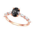 wholesale [Rose gold/S925 sterling silver] inlaid with natural black rutilated quartz gemstone ring, fashionable, unique, classic, and lightly luxurious-0-4