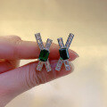 wholesale S925 Sterling Silver New 6*8 Emerald-Cut Stud Earrings Simple Fashion Versatile Light Luxury Style-0-3