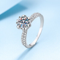 wholesale S925 Sterling Silver Plated with Pt950 Platinum Ice Queen Style Moissanite Diamond Ring Empty Setting Wholesale-6.5mm zircon 16