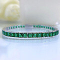 wholesale S925 Silver Princess-Cut Green Diamond Luxuriously Set Vintage Elegant High-End Feel Bracelet for Women, New Collection by Mu Jing Jewelry-0-11
