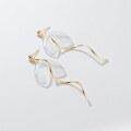 wholesale S925 silver, acrylic glitter fishtail, gold-plated lines, long earrings, elegant accessory M01072-0-4
