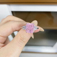 wholesale 925 Sterling Silver Ultra Sparkling Square 8A Ice Flower Cut Zirconia Simulated Diamond Ring for Women, Ins Niche Design Ring for Women Wholesale-Yellow Diamond-CBJZ272 6