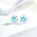 925 Sterling Silver Earrings with Zirconia and High Carbon Diamond, Ice Flower and Radiant Cut-0-2