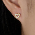 wholesale S925 sterling silver Amazon best-selling exclusive petite heart-shaped stud earrings with diamond accents, versatile and stylish for women-0-2