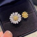 wholesale S925 Sterling Silver Red Elk All-Over Ins Double Daisy Openable Yellow Diamond Ring Elegant Fashion Exquisite Light Luxury Temperament-0-1