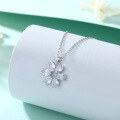 wholesale 925 Sterling Silver European and American Fashion Women's Floral Necklace, High-End Oval Zircon Petal Pendant Collarbone Chain-0-2
