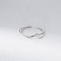 wholesale S925 Sterling Silver Fresh and Sweet Ins Style Small and Unique Design Exquisite Single Diamond V-Shaped Ring R02460-0-3