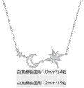 925 Silver Fashion Ins Style Star Moon Long Fringe Choker Necklace-0-6