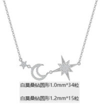 925 Silver Fashion Ins Style Star Moon Long Fringe Choker Necklace-49 N16032 moissanite stones