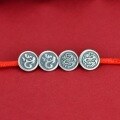 wholesale 925 Sterling Silver Retro Chinese Dragon Year Auspicious Totem Button DIY Braided Red Cord Bracelet Clasp Accessory Fitting-0-2