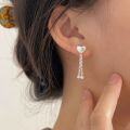 wholesale S925 Sterling Silver Heart Tassel Earrings for Women, Luxury Fashion Small Heart-Shaped Earrings, Trendy New Style 2024-0-0