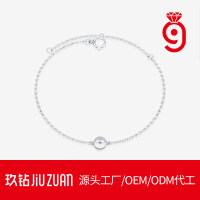 925 Sterling Silver Custom Simple Lady LOVE Bracelet with Moissanite, Non-Fading.-SL16503 Moissanite 3.0mm/10 points  925 Silver (16+5cm)