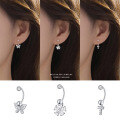 wholesale S925 Sterling Silver Forest Style Versatile Zircon Screw Earrings for Women, Light Luxury Advanced Sense Ear Hook Trendy Cross Earrings-0-0