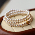wholesale 18k gold multi-strand bracelet set with 5-6mm freshwater pearls and designed with antique openwork accents-0-2