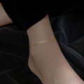 wholesale S925 Silver Double-Layer Snake Chain Bead Ankle Chain Korean Version Simple and Elegant Foot Jewelry S5738-0-1