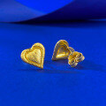 wholesale S925 Gold-Plated Silver Heart Brushed Stud Earrings, Mu Jing Jewelry Spring and Summer New Collection, Fashionable and Versatile Style with a High-End Feel-0-2
