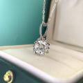 wholesale Platinum-plated S925 sterling silver 1-carat moissanite snowflake necklace for women, trendy internet-famous student diamond pendant-0-2