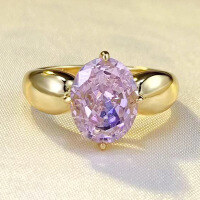 wholesale Metal Material, Cross-Border Exclusive European and American Style Geometric 8x10mm Ice Flower Cut Pink Diamond Ring for Women, Multi-Platform Best-Selling Hit-R816 Pink Diamond No. 5