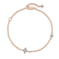 wholesale 925 Sterling Silver Korean-style Women's Bracelet, Fashionable Minimalist Delicate Floral Elegant Versatile College-style Wrist Accessory-Rose gold DY150386-SR-WH 925 silver