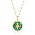 wholesale S925 Sterling Silver Fashionable Vintage Nautical Helm Pendant with Malachite Necklace for Women, Early Summer New Style-0-5