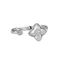wholesale S925 Silver 6*6mm Lily Stone Open-Ended Ring Four-Leaf Clover Flower Cross-Border Live Stream-0-4